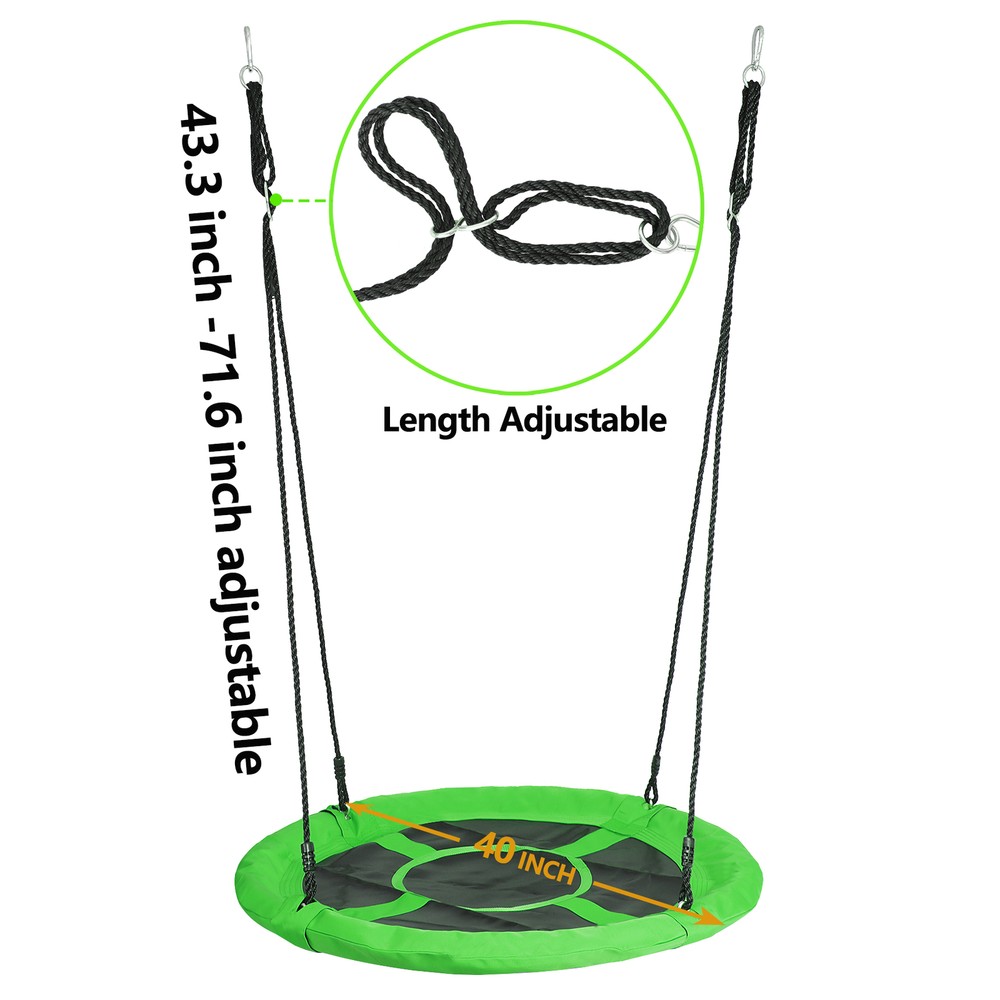 40” Saucer Spider Web Tree Swing Set for Children Outdoor Activity Green