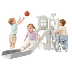 6-in-1 Toddler Slide Playset with Hoop&Telescope Indoor/Outdoor