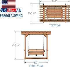 Backyard Discovery Callahan 8′ x 5′ Cedar Wood Outdoor Patio Pergola Swing Bench