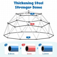 Climbing Dome Swing Set 10ft Jungle Gym Monkey Bars 800lbs for Kids Outdoor Play
