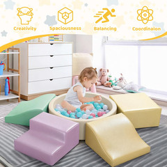 Foam Climbing Blocks for Toddler: with 4-Piece PU Leather Climbing Toys and a Ba