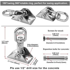 Heavy Duty Stainless Steel Hanging Kit Swing Hangers and Hammock Spring and S…