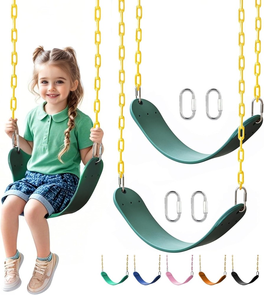 2 Pack Heavy Duty Swing Seats with 66″ Rust-Resistant Chains, Swing Set Acces.