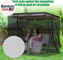 Patio Swing Mosquito Netting for 2-3 Seater Swing, Black Patio Swing Mosquito Ne