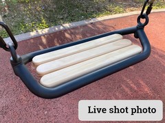 Outdoor Wooden Swing Seat w/ Steel Frame Rope Kids Adults Backyard Use