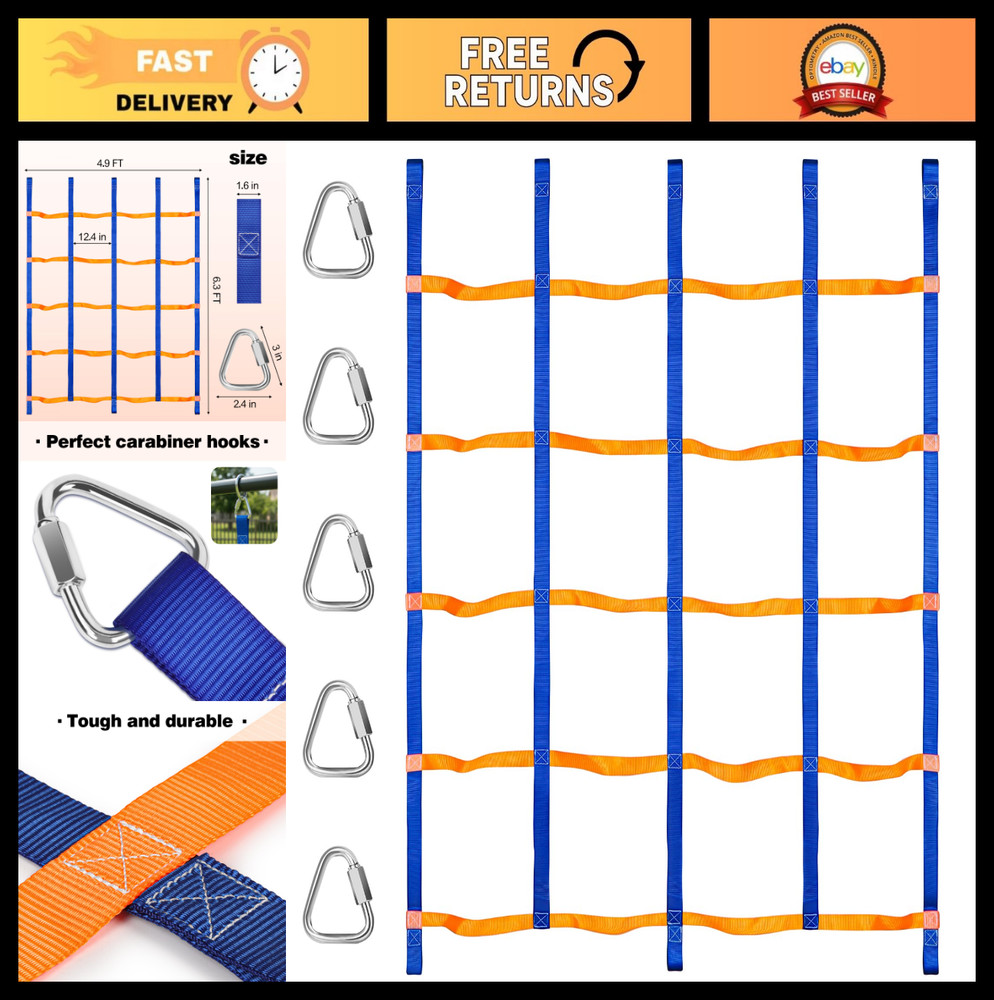 Outdoor Climbing Net for Kids – Portable Ninja Rope Ladder & Monkey Bars for Jun