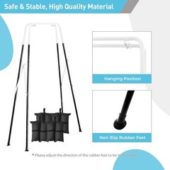 Foldable Kids Swing Stand with Sandbags Heavy Duty Metal Indoor Outdoor Black