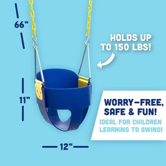 High Back Full Bucket Toddler Swing Seat, Blue
