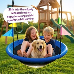 Deluxe Blue Tree Swing with Comfort Pillow, 900lbs Capacity for Kids & Family