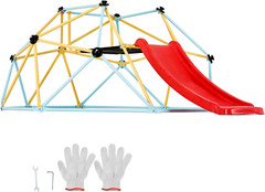 Climbing Dome, 8FT Geometric Dome Climber with Slide, Jungle Gym Supports 600LBS
