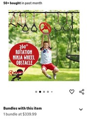 50FT Ninja Warrior Obstacle Course for Kids w/ 10 Ninja Course Obstacles 250lbs
