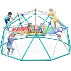10ft Climbing Dome with Climbing Cargo Net Jungle Gym for Kids Monkey Bars 800lb