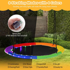 2-Person Flying Saucer Tree Swing Metal Patio Swing with Multi-Colored LED Light