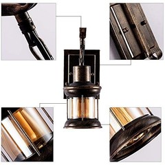 Rustic Vintage Glass Wall Sconce – Industrial Retro Metal Lamp for Home, Bar, Be