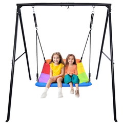 Metal Swing Set with 60″ Large Platform Swing for Backyard Kids Adult Heavy Duty