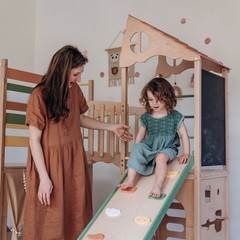 Large Playground Climber Kids Indoor Wooden Playhouse Montessori Morning Light