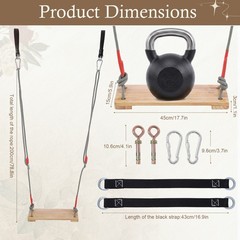 Wooden Swing Seat, Nostalgic Outdoor Wood Swing for Kids , Tree Straps Set Acces
