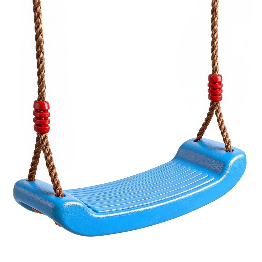 OYE Hard Plastic Non-Slip Heavy Duty Kids Swing Seat w/ Adjustable Rope, Blue