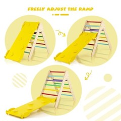 3-in-1 Wooden Climbing Triangle Set Adjustable Ramp Gift Kids With Sliding Board