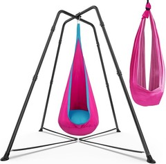 Sensory Pod Swing with Stand Frame X-Shaped Hammock Chair Set Indoor Outdoor 33