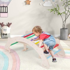 4-in-1 Rocking Horse Climber w/ Arch Climber Crawling Tunnel for Girls & Boys