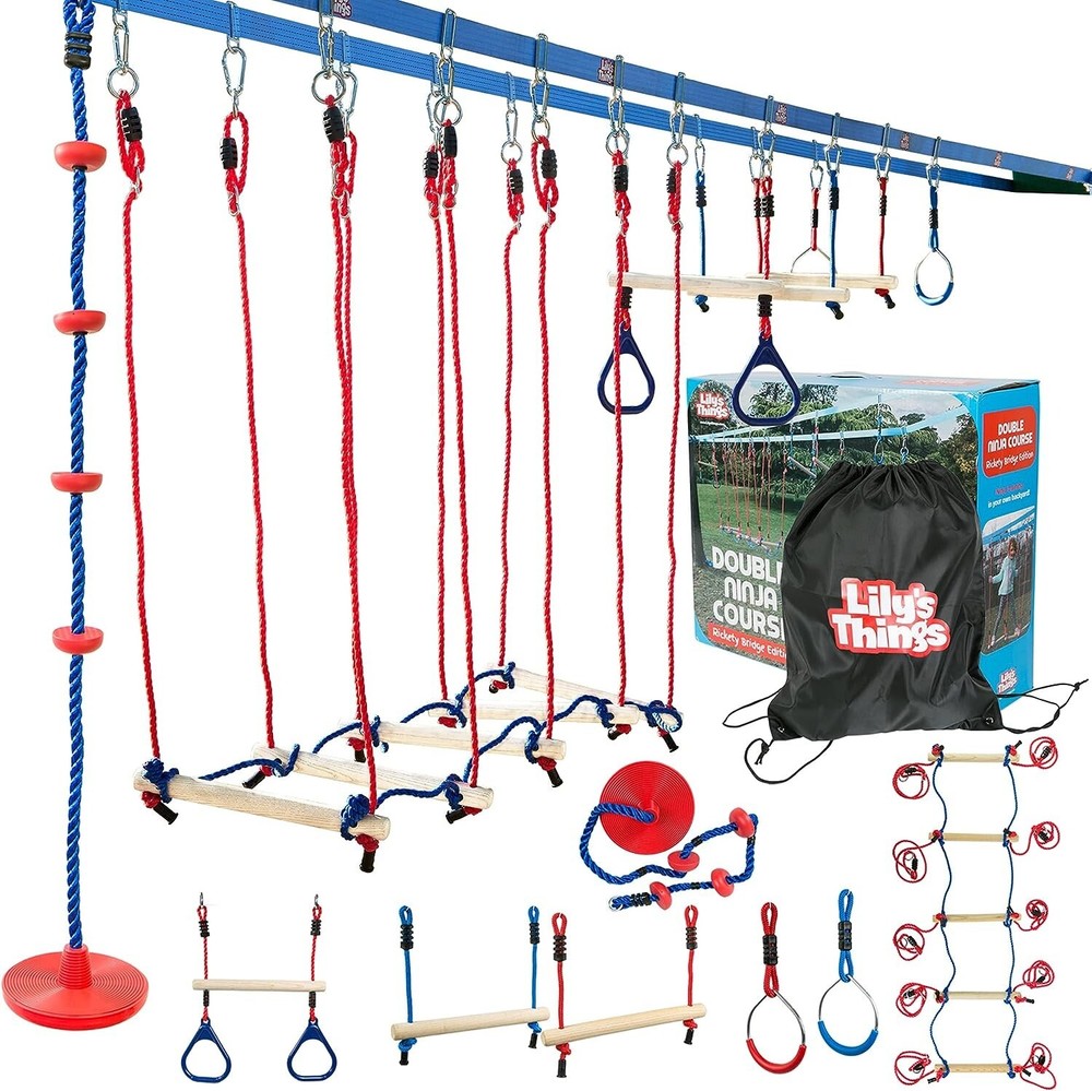 Double Slackline Obstacle Course – 110 Ft Line – Ninja Warrior Course with