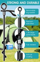 8Pcs 15″ Heavy Duty Screw in Ground Anchors w/ Straps High Wind _ SALE OFF