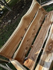 Unique Live Edge Red Cedar Wood Porch Swing with Hand Spliced Rope