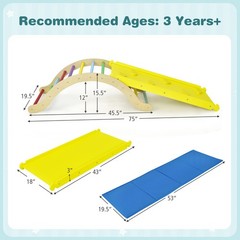 3-in-1 Kids Climbing Ladder Set Toy Climbing Arch with Reversible Ramp & Padding