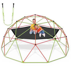 10FT Climbing Dome with Hammock Swing Kids Outdoor Jungle Gym Playground Clim…