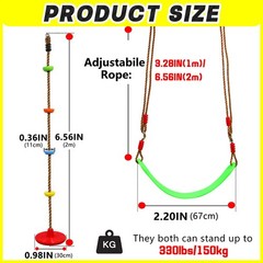 Tree Swing Climbing Rope 2 Pack Multicolor with Platforms Red Disc Swings Sea…