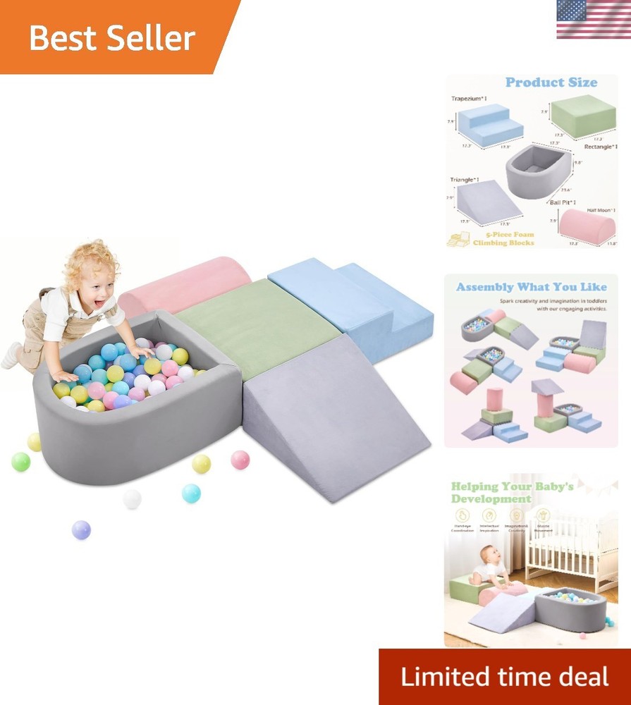 Climbing Toys for Toddlers , Foam Climbing Blocks with Ball Pit for Baby, 5-P…