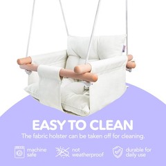 Columpio De Madera Y Lona Với Cinturon De Cinco Puntos Para Bebes Lujo