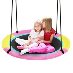 40 Inch Saucer Tree Swing for Kids Outdoor, Textilene Fabric 40inch | Pink