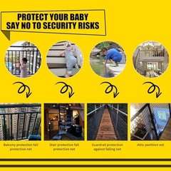Climbing Cargo Net for Kids Outdoor Balcony Safety Net 4.9×9.8ft(1.5x3m) Black