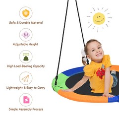 40″ Flying Saucer Tree Swing Outdoor Play Set w/ Adjustable Ropes Gift for Kids