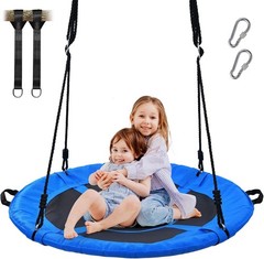 40 Inch Blue Saucer Tree Swing Set for Kids Adults Waterproof Flying Swing Seat