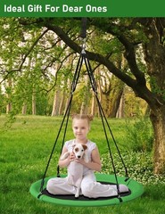 40 Inch Diameter Saucer Tree Swing Set for Kids & Adults, Adjustable Flying S…