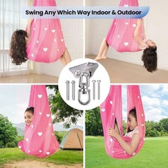 2-Layer Safe 360° Swivel Sensory Swing for Kids Adults Pod Swing Pink Dream