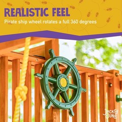 Yellow and Green Captain Ship Wheel Swing Set Accessory for Any Playset