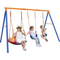 Pre-Owned 3-in-1 Swing Set 550 lbs with Heavy Duty Metal A-Frame Adjustable