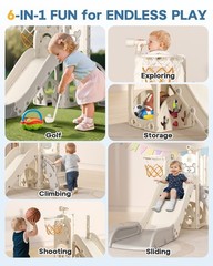 Toddler Slide for Kids, 6 in 1 Indoor Outdoor Toddler Slides Playground with …