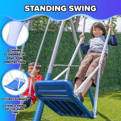 Super Surfer Metal Swing Playset with Slide, Skyflyer and Surfboard Swings, A…