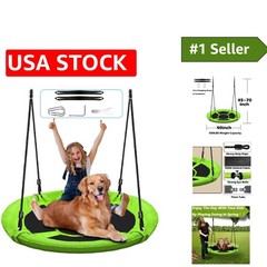 Durable 500Lb Capacity 40” Kids Saucer Swing – All-Weather Oxford Fabric Seat