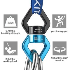 , Black Blue Swing Swivel, 30 KN Safest Rotational Device Hanging Accessory