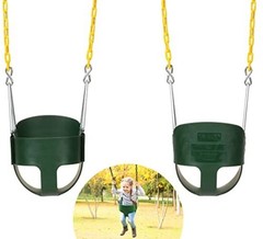 59 High Back Full Bucket Toddler Swing Seat with Heavy Duty Plastic Dark Green