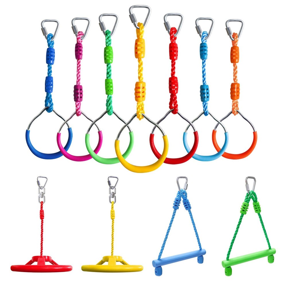 Craft Ninja Warrior Obstacle Course Accessories Kids Outdoor Play – 7pc Rings…