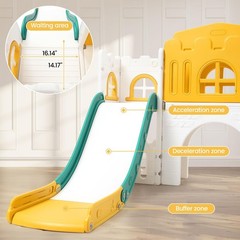 8 in 1 Toddle Slide Playset, Kids Slide and Climber Playset w/Aisle, Basketba…