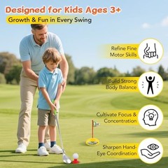 Toddler Golf Set with Bag, 3-8 Kids Set with Automatic Ball Return, Mat, LED…