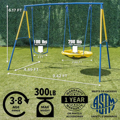 My 1St Swing & Saucer Outdoor Playset for Backyard, Belt Swing & 32″ Saucer Swin